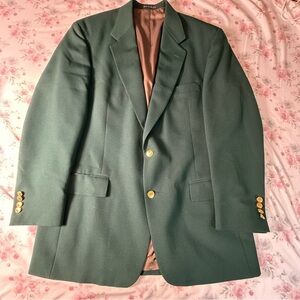 Wimbledon of England Green Blazer Made‎ for Dillard's Gold Buttons 25" PTP 32" L